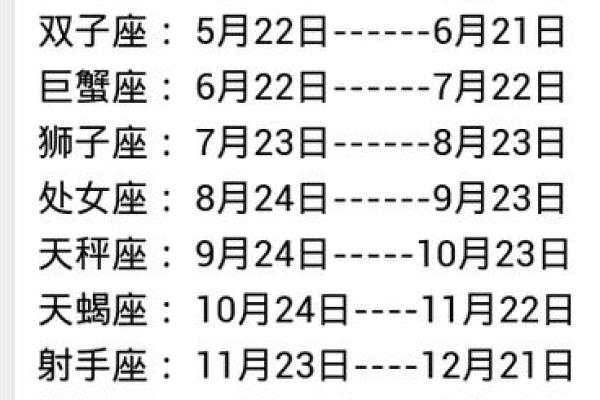 十二星座日期阳历 十二星座日期阳历